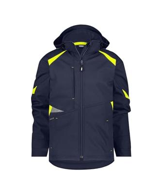 DASSY softshell kalama polyester nachtblauw/fluogeel m
