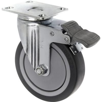 TOOLCRAFT TO-5137920 Zwenkwiel met parkeerrem en schroefplaat 100 mm TPR Draagvermogen (max.): 65 kg