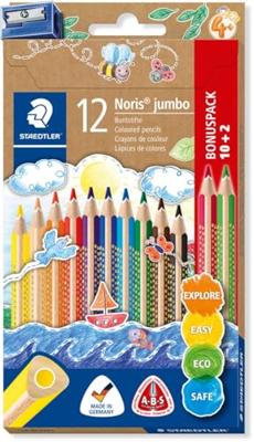 Kleurpotloden Staedtler Noris jumbo set à 10+2 kleuren gratis | 5 stuks