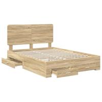 Bedframe met hoofdeinde Sonoma Eiken 140 x 190 cm Bewerkt hout - thumbnail