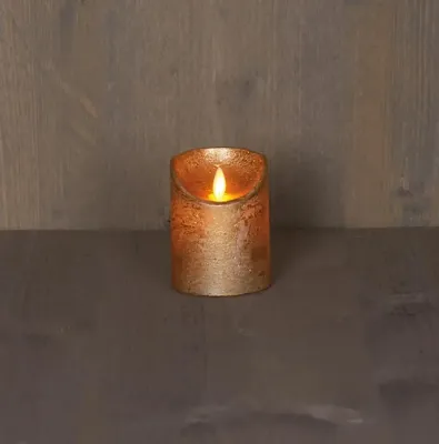 Anna&apos;s Collection LED kaars flame effect rustiek 7.5x10cm goud 1 stuks