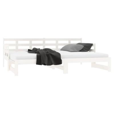 Slaapbank uitschuifbaar massief grenenhout wit 2x(80x200) cm Slaapbank uitschuifbaar massief grenenhout wit 2x(80x200) cm
