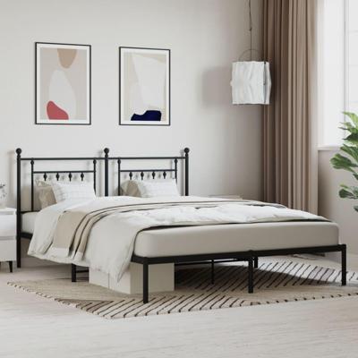 Bedframe met hoofdbord metaal zwart 183x213 cm Bedframe met hoofdbord metaal zwart 183x213 cm
