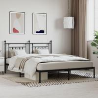 Bedframe met hoofdbord metaal zwart 183x213 cm - thumbnail
