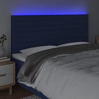 Hoofdbord LED 160x5x118/128 cm stof blauw - thumbnail