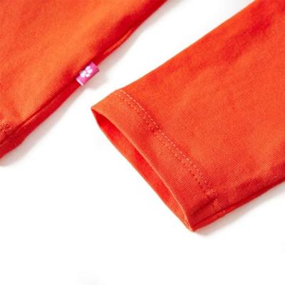 Kindershirt met lange mouwen vogelprint 116 donkeroranje