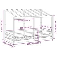 Kinderbed met bedhuis 90x200 cm massief grenenhout wit - thumbnail