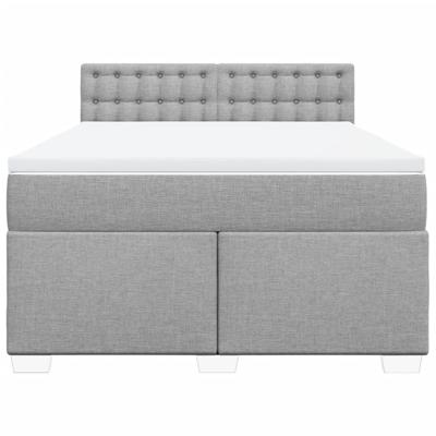 Boxspring met matras stof lichtgrijs 140x190 cm - thumbnail