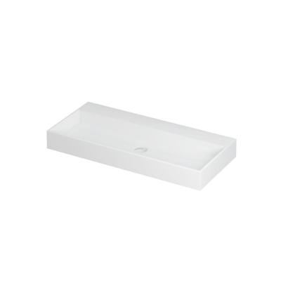 INK United Wastafel Porselein Zonder Kraangat incl. Porseleinen Click Plug en Verborgen Overloop Systeem - 1000x450x110 mm - Mat Wit