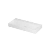 INK United Wastafel Porselein Zonder Kraangat incl. Porseleinen Click Plug en Verborgen Overloop Systeem - 1000x450x110 mm - Mat Wit - thumbnail