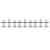 Tuinhek met speren bovenkant (1-1,25)x5,1 m staal zwart - thumbnail