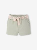 Kort papieren tasje met riem voor baby groengrijs - thumbnail