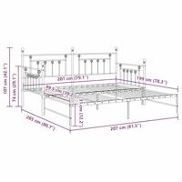 Bedframe voor een daybed met hoofdeinde Wit 100 x 200 cm Staal - thumbnail