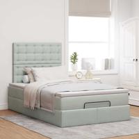 Ottoman bed met matrassen 90x190cm fluweel lichtgrijs - thumbnail