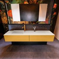 Badkamermeubelset Mondiaz Erin 200 cm met 2 Lades met RIDGE Wastafel Links Linen met 1 kraangat Greeploos Mat Ocher - thumbnail