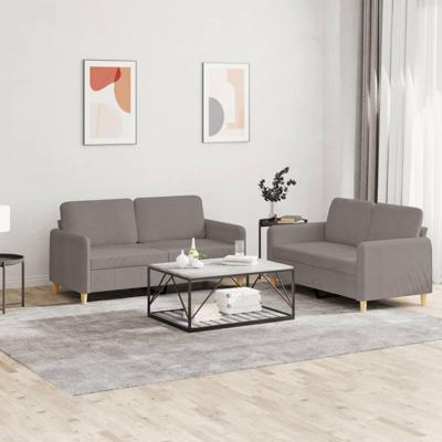 2-delige Loungeset met kussens stof taupe