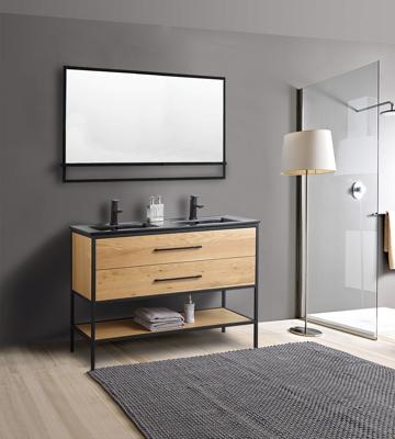 B-Stone Metal staand badmeubel 120cm zwart eiken met artificial stone wastafel B-Stone Metal staand badmeubel 120cm zwart eiken met artificial stone wastafel