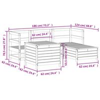 5-delige Loungeset massief grenenhout wit - thumbnail