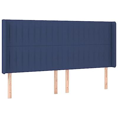 Hoofdbord met randen 163x16x118/128 cm stof blauw