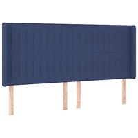 Hoofdbord met randen 203x16x118/128 cm stof blauw - thumbnail