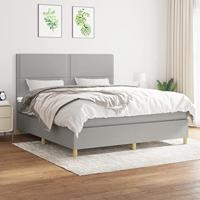 Boxspring met matras stof lichtgrijs 180x200 cm - thumbnail