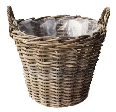 Van der Leeden Rotan Aardappelmand grote plantenmand 40x30cm antiek grijs