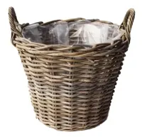 Van der Leeden Rotan Aardappelmand grote plantenmand 40x30cm antiek grijs - thumbnail