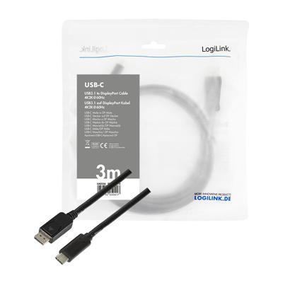 LogiLink UA0336 USB-C naar DisplayPort aansluitkabel, 3,0 m zwart