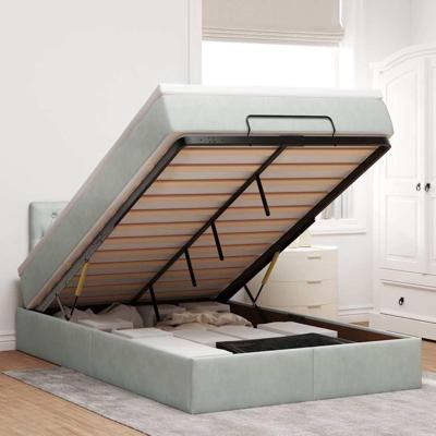 Ottoman bed met matras 120x200 cm fluweel lichtgrijs