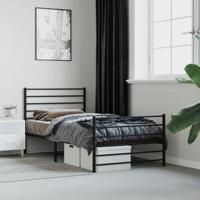 Bedframe met hoofd- en voeteneinde metaal zwart 100x200 cm - thumbnail
