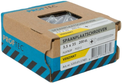 Proftec Spaanplaatschroef Vz Pk PZ2 3.5X35 | 200 stuks - 5203.01.17401