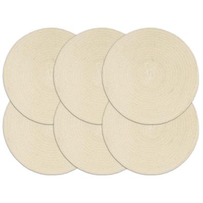 VidaXL Placemats 6 st rond 38 cm katoen natuurlijk