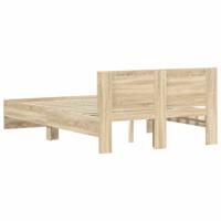 Bedframe met hoofdeinde sonoma eikenkleurig 135x190 cm - thumbnail