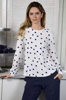 Badstoffen pyjama polkastippen blauw - thumbnail