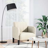 Fauteuil met armleuningen 54 cm fluweel crèmekleurig - thumbnail