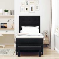 Boxspringbed met matras en bank stof zwart 100x200 cm - thumbnail