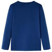 Kindershirt met lange mouwen berenprint 128 jeansblauw - thumbnail