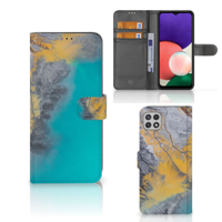 Samsung Galaxy A22 5G | Bookcase | Marble Blue Gold - thumbnail