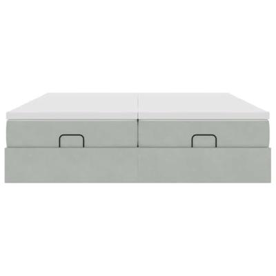 Ottoman bed met matrassen 180x200cm fluweel lichtgrijs