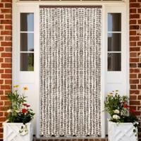 VidaXL Vliegengordijn 56x200 cm chenille taupe en wit - thumbnail