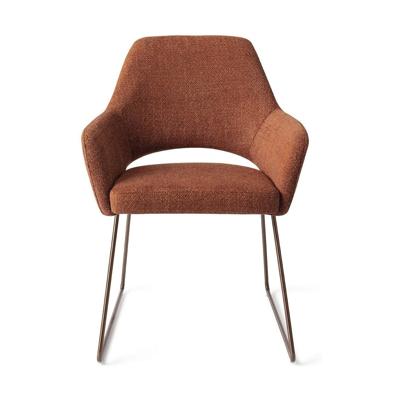 Jesper Home Eetkamerstoel 'Yanai' Slide Rose Gold, kleur Tuscan Terra