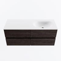 MONDIAZ VICA 120cm badmeubel onderkast Dark Brown 4 lades. Wastafel MOON rechts zonder kraangat, kleur Talc. - thumbnail