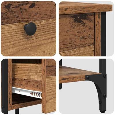 Nachtkastje met lade 2 pcs Bruin 33,5 x 36 x 70 cm
