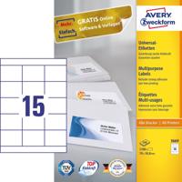 Etiket Avery Zweckform 3669 70x50.8mm wit 1500stuks - thumbnail