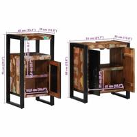 Badkamermeubelset met plank 2 pcs Bruin massief gerecycled hout - thumbnail