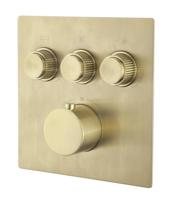 Afbouwdeel Inbouwthermostaat Wiesbaden Caral Klik Pro 3-weg Geborsteld Messing - thumbnail