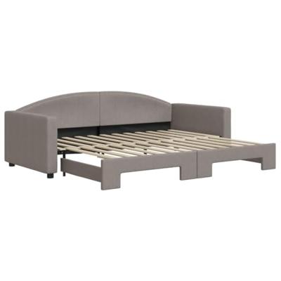 Slaapbank met onderschuifbed 90x200 cm stof taupe