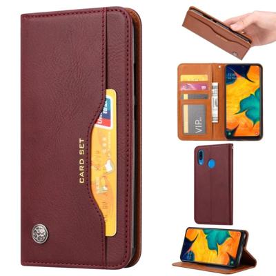 Knead huidtextuur horizontaal Flip lederen case voor Samsung Galaxy A40 met foto frame & houder & kaartsleuven & portemonnee (wijn rood)