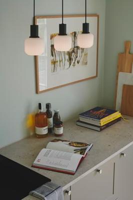 Hanglamp glas eettafel &apos;Milford&apos; 3 bollen opaal 52 cm