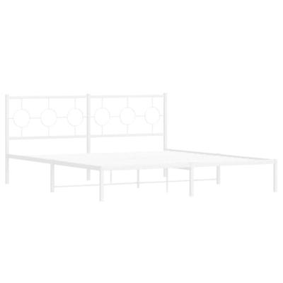 Bedframe met hoofdbord metaal wit 183x213 cm Bedframe met hoofdbord metaal wit 183x213 cm